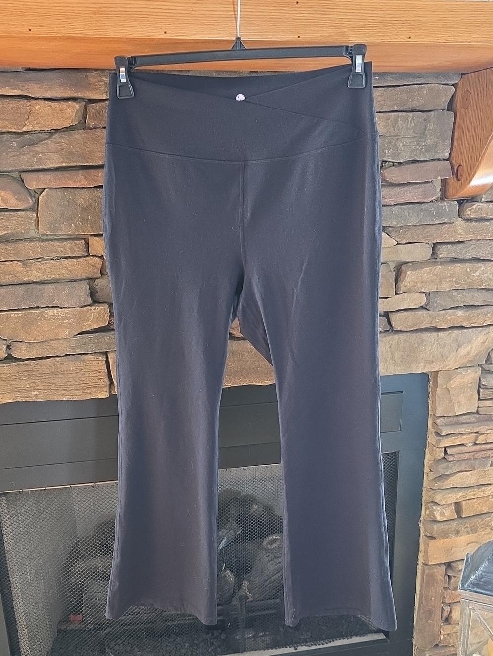 Yogalicious Black Wide-Leg Yoga Pants with Crossover Waistband